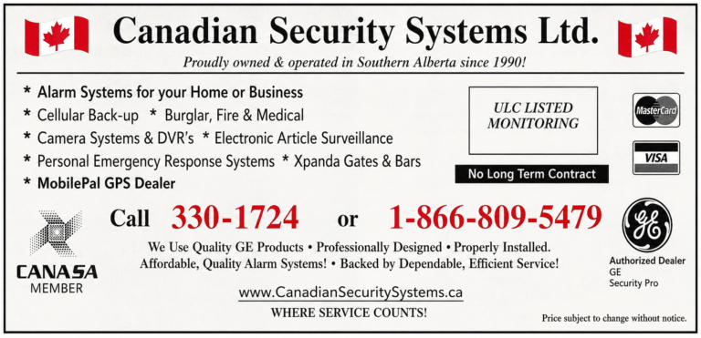 Yellow Pages Ad for Canadian Security Systems from 2001